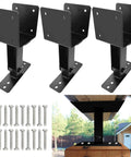 Roof Riser Brackets Kit For Pergola And Patio Cover Adjustable Angle 4x4 And 4x6 Lumber Posts with Hardware, Black Steel, 3 Pack