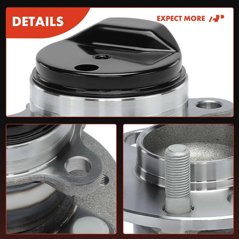 A-Premium rear wheel hub bearing assembly, 4-lug, metal silver with black cap (front view).