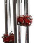 Red Fire Engine Wind Chime For Patio And Garden Decor Fire Fighter Theme Fire Truck Model With Hydrants 20 Inch Tall Resin Wind Chime