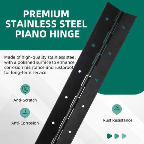 Heavy Duty 48 Inch Piano Hinge 3 Inch Wide 0.060 Thick 304 Stainless Steel Rock Solid Load Bearing Hardware For Heavy Doors top view