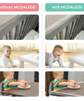 Baby Furniture Edge Protector Crib Rail Teething Guard With Plush Foam Bumpers For Toddler Safety displayed with before and after comparison.