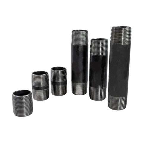 60 Piece Malleable Black Pipe Fitting Kit One Half Inch Nipples For DIY Projects Bundle With Varied Lengths on display
