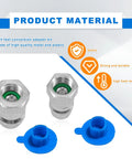 R12 To R134A AC Conversion Kit With High And Low Side Fitting Adapters showing metal adapters and blue plastic caps