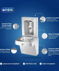 Super Handy Wall Mount Filtered Water Fountain With Built In Bottle Filler, Stainless Steel, Lead Free And ADA Compliant.