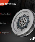 Heavy Duty Dual Mass Flywheel Plug And Play Swap Fits Audi A3 A3 Quattro And VW Jetta Cc Beetle Eos Gti 2 0L Engine Oem Replacement 06J10526, showing cast iron disc and bolt hole.