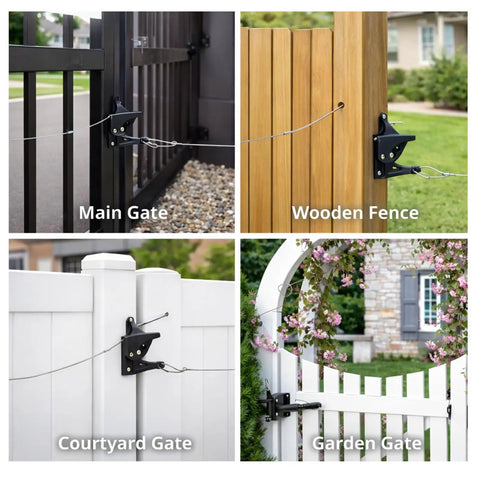 2 Pack Heavy Duty Gate Latch Cables Made From Stainless Steel Rust Proof Gate Opener Cords Installed on Various Gates
