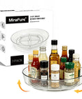 Easy Peasy 10 Inch Round Lazy Susan Turntable Organizer, 3 Pack Sleek Spinning Cabinet Spinner For Deep Drawers Under Sink And Pantry Shelves, Clear Bpa Free Kitchen Storage Game Changer with spices and sauces.
