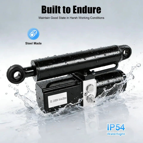 Beefy Heavy Duty 12V Linear Actuator Delivers 4409 Lbs Thrust With 800W Motor At 2850RPM 7.9 Inch Stroke For Agriculture Automotive Industry And Manufacturing Electro Hydraulic Precision For Heavy Lifting And Smooth Bidirectional Control, steel IP54 watertight