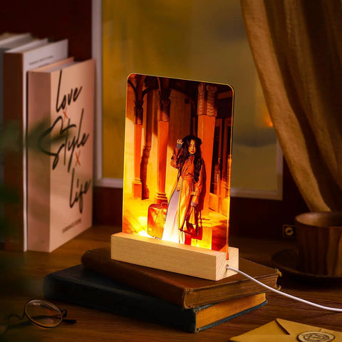Six Pack Sublimation LED Photo Frames With Wood Stand 5 By 7 Inch USB Powered Night Lights Blank Frames For Heat Press Printing