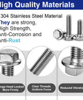 High quality 304 stainless steel hex bolts with serrated flange heads, ideal for machinery and automotive assembly.