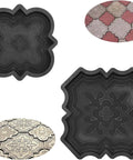 Two Pack Heavy Duty Rubber Concrete Paver Molds For Stepping Stones Walkways And Patios Reusable Flexible Cement Forms