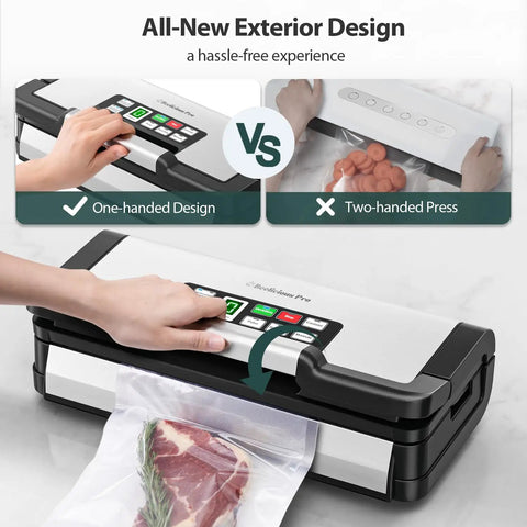 All In One Vacuum Sealer With AquaLock Technology For Moist Or Dry Foods, 130W Fully Automatic Sealer with built in cutter