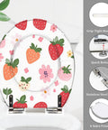 Generic Round Resin Toilet Seat for Bathroom with strawberry design, 14.5" x 16.5", durable material, fit for standard toilets.