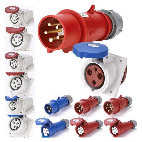Industrial Waterproof Plug And Socket Connector With Surface Or Concealed Installation, 3 4 5 Hole Cores, 16A 32A, Built Tough