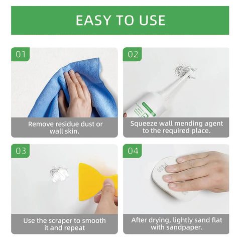 Instructions for Ultimate Drywall Repair Kit For Quick Hole Fill And Scratch Repair, 250g Spackle Paste application process