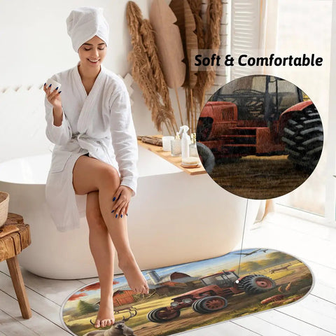Ultra Plush Microfiber Bath Mat With Non Slip Grip Absorbent Oval Floor Rug For Bathroom Bedroom Kitchen Or Laundry Machine Washable 47 By 20 Inches Soft Memory Foam Padding For Cozy Foot Friendly Comfort