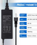12V 8A DC Power Supply Adapter 96W Wide 100 To 240V AC Input To DC Transformer 3 Prong US Plug Barrel Jack 5.5mm By 2.5mm Safe Over Voltage Over Current Short Circuit Protections Rock Solid For CCTV Routers LED Gear label and plug
