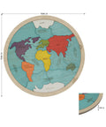 7 Continents And 5 Oceans Earth Wooden Jigsaw Puzzle For Kids With 21 Pieces, circular map showing size dimensions