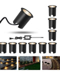 Warm White Recessed LED Deck Light Kit With Black Protective Shell For Embedded Installation, 12V Low Voltage Step Lights