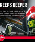 Deep Creep Penetrating Oil And Lubricant DC14 12 Ounce Pack Of 6 used to loosen rusted bolt with straw nozzle application