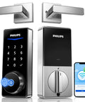 Wifi Smart Deadbolt Lock Set With Two Lever Handles And Keypad Front Door Upgrade Level Up Your Home Security With This No Fuss Install And Reliable Remote Access For Everyday Grind. Nickel finish with digital keypad and smartphone app.