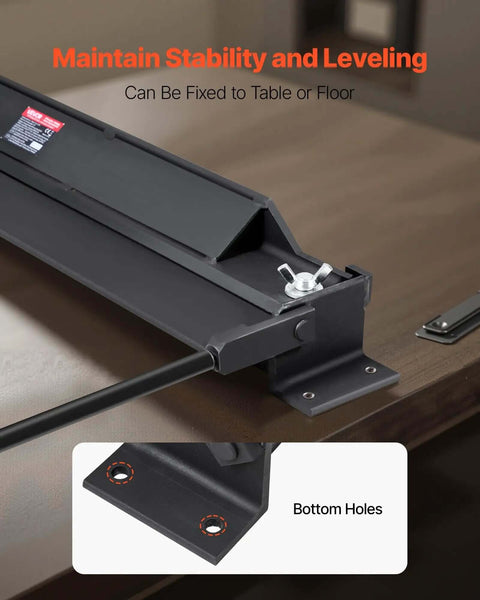 Box And Pan Brake 30 Inch Sheet Metal Bender For 18 Gauge Steel 0 To 135 Degree Adjustable Heavy Duty Aluminum Folder mounted on a table