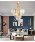 Modern Luxury Round Metal Plate Glass Pendant Light With E14 Base For Foyer And Dining Room Offers Chill Non Glare Ambient Glow To Totally Slay Your Home Decor Setup As Quality Hanging Lamp in stylish living room.