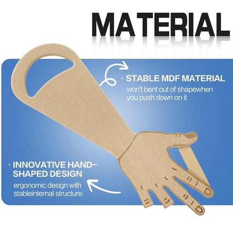 Badass Safety Mdf Table Saw Push Stick And Miter Block Grabber With Quick Release Finger Hook showcasing ergonomic hand-shaped design.