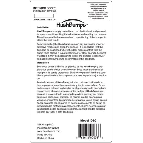 Ultra Quiet Interior Door Bumpers 30 Pack packaging back with installation instructions and brand details