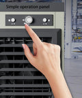 Close-up of the control panel on Quiet Portable Evaporative Air Cooler With Rollers And Large Water Tank for easy adjustment.