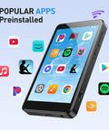 Hella Massive 96GB MP3 Player With Bluetooth And WiFi, 4 Inch Android MP4 Player T08 displaying preinstalled apps on screen
