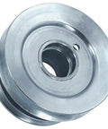 Heavy Duty 42 Inch 50 Inch 54 Inch Deck Drive Pulley Replacement Part Fits Cub Cadet Mowers, silver metal construction, view from above.