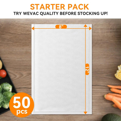 Quart Vacuum Sealer Bags For Food 8 By 12 Inches 50 Count BPA Free Thick Bags For Freezer Storage Meal Prep And Portion Control