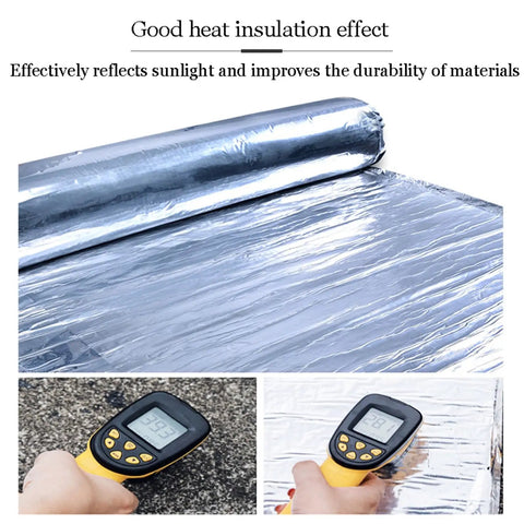 Rock Solid Self Adhesive Roof Underlayment Roll Made With Sbs Bitumen And Aluminum Foil For Waterproofing Metal Roofs showing heat insulation test.