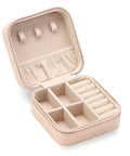 Palm Sized Travel Jewelry Case Pink Mini Portable Jewelry Box for Rings Earrings Pendants Watches Necklaces and Lipstick Organizer