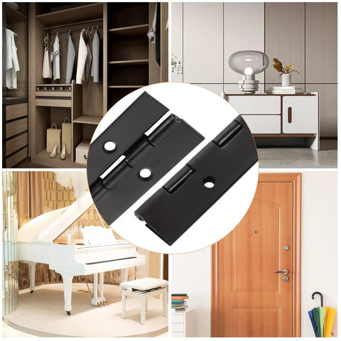 Rock Solid Nailed It Heavy Duty Black Iron Piano Hinges Eight Pack 16 Inch Long for cabinets, piano, and door installations.