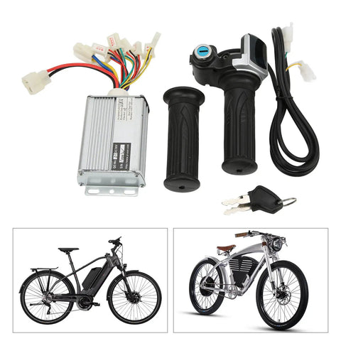 Brushed 36V 25A Ebike Controller And Twist Throttle Kit With Real Time Battery Display And Locking Handle, ideal for electric bikes