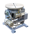 Heavy Duty Welding Positioner With VFD Display Handling Up To 1102 LB Horizontal Load For Precise Circumferential Rotating Welding Table Setup And Smooth Variable Speed Control, showing motor and rotating table.