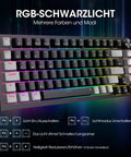 Slick Tri Mode Mechanical Keyboard With Snappy Blue Switches, Wireless Bluetooth And Fast Wired Connection, Clean 82 Key Profile, Hype Rgb Lighting, Beast Mode Battery Power For Serious Typing And Gaming, RGB backlighting with multiple effects.