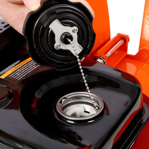 Close-up of fuel cap on Rugged 7HP Gas Powered Wood Chipper Shredder Mulcher With 3 Inch Capacity And 212cc OHV Engine EP-A Certified