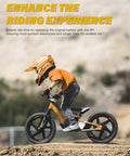 Child riding Stacyc 16-inch electric balance bike with Battery Adapter Kit For Stacyc 12 And 16 Inch Electric Balance Bikes With DeWalt 20V