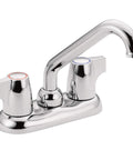 Chrome Chateau Two Handle 4 Inch Centerset Utility And Laundry Sink Faucet With Threaded Spout And Temperature Control