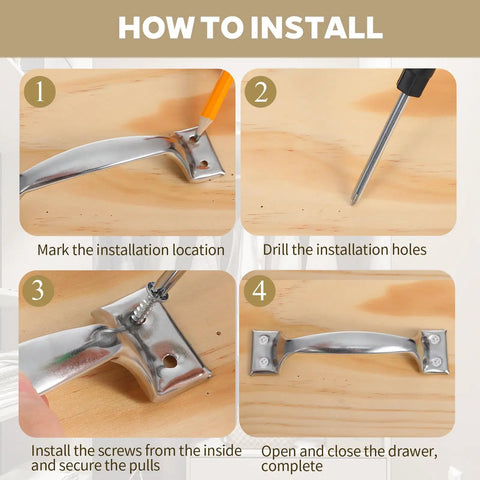 Installation guide for Stainless Steel Garage Door Handle Set 2 Pack With 8 Screws No Sweat Durable Rustproof Gate Handle