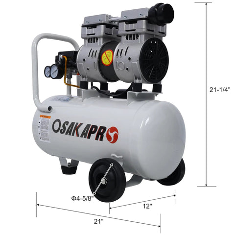 8 Gallon Silent Oil-Free Air Compressor With 1.5HP Motor And Ultra Quiet 70dB Performance For Home Garage Shop Use Featuring 4.0 CFM At 90 PSI Ideal For Nailing Tire Inflation And Spray Painting Tasks