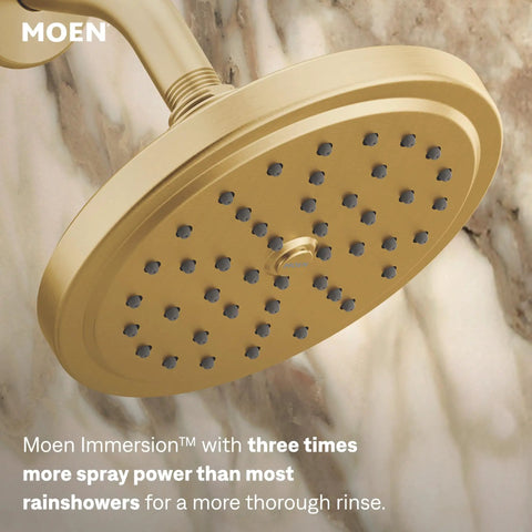 Contemporary Chic Brushed Gold Rain Shower Trim Kit Featuring Wide Ceiling Mount Head And Smooth Handle To Kick Up Your Daily Wash Flex Requires Separate Valve