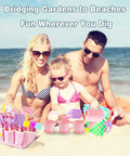 Pink Kids Gardening Tools Set With Rake Shovel Trowel Watering Can Gloves Apron Tote Bag Plant Pots And DIY Bookmark Kits for Toddlers at Beach