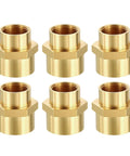 Six Piece Brass Pipe Fitting Set Three Eighths Inch Female NPT To One Quarter Inch Female NPT Coupler Hex Head Adapter