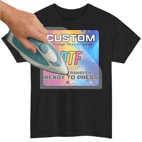 Iron pressing Ready To Peel DTF Transfers For T Shirts Sweatshirts Aprons And More A Bold Vibrant Full Color Print Direct To Film Iron On Transfer