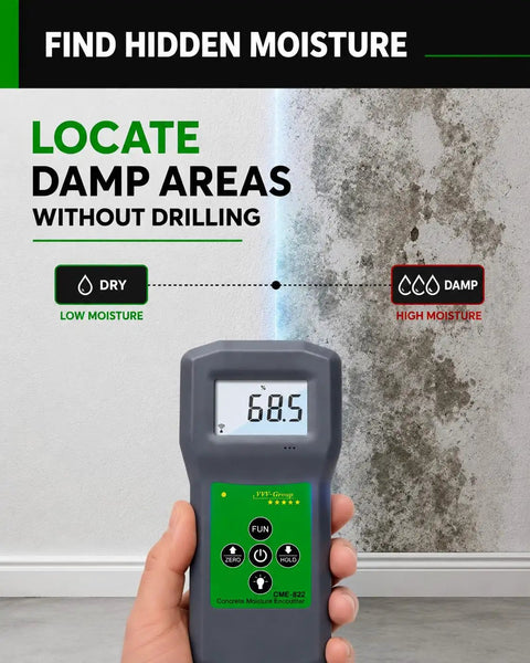 Non Destructive Digital Moisture Meter For Concrete Floors And Walls Surface Moisture Tester CME 822 Pro Grade Fast Reads, handheld display