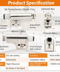Product specifications for 25 Pack Real Deal Soft Close Cabinet Dampers with dimensions, materials, and usage details.
